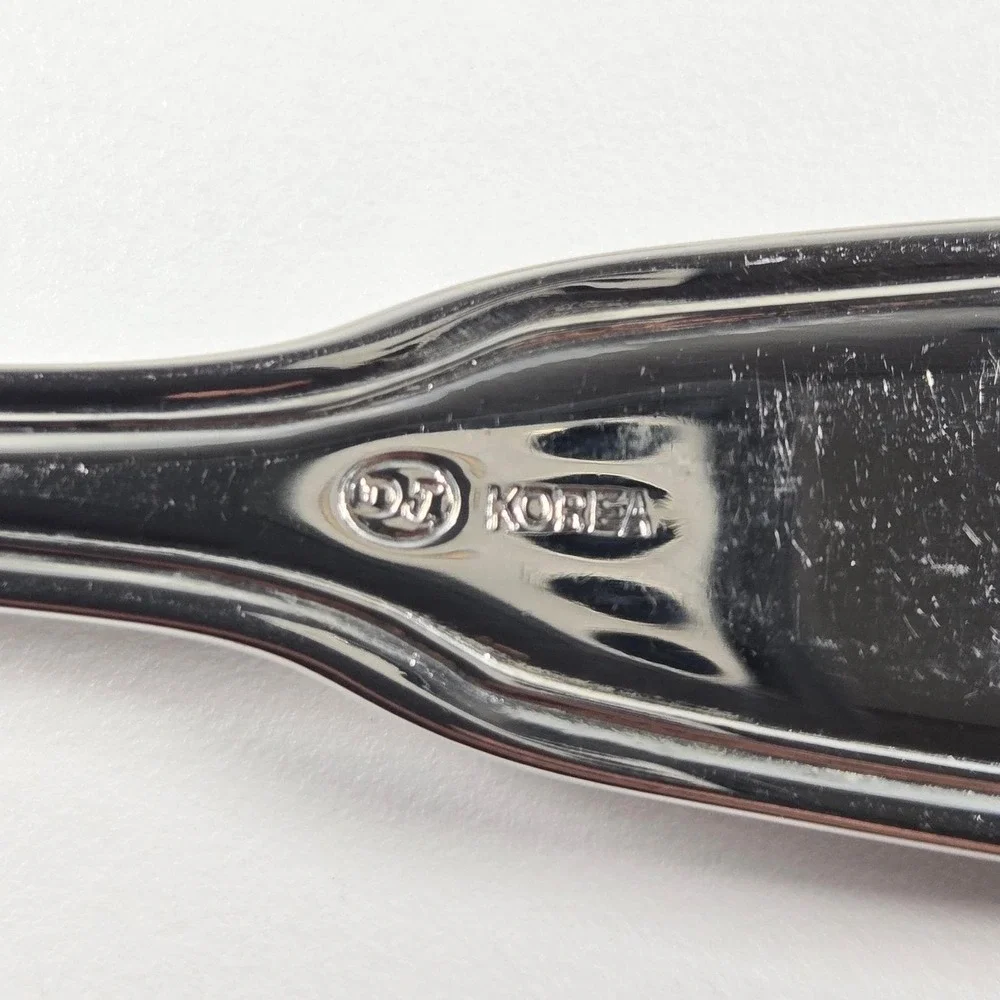 Vtg DJ Korea Stainless Steel Saumur Dinner Forks Set of 5 Double Thread Fiddle